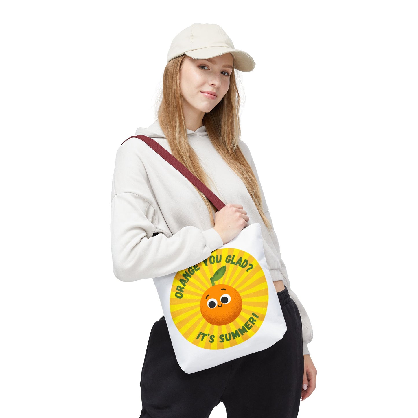 Summer Vibe Tote Bag with Cute Orange Design, Beach Bag, Gift for Friends, Eco-Friendly Shopping, Fun Accessory for Summer