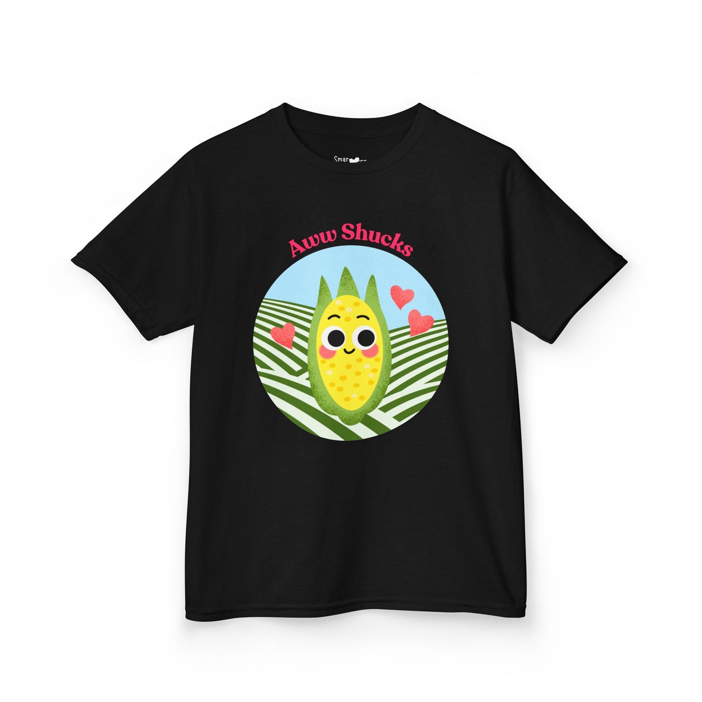 Cute Kids Tee with Aww Shucks Corn Design, Fun Summer Shirt for Children, Ideal for Birthdays, Playdates, and Family Outings, Youth Apparel