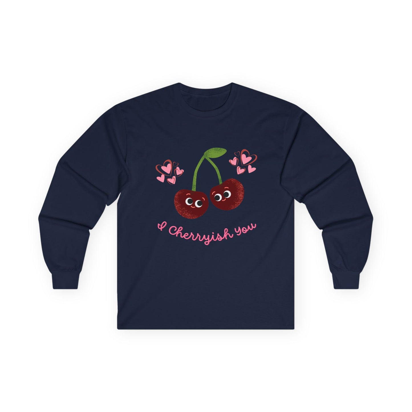 Cherry Love Long Sleeve Tees, Cute Valentine's Gift, Unisex Fun Shirt, Couple Matching Outfit, Seasonal Fashion Apparel