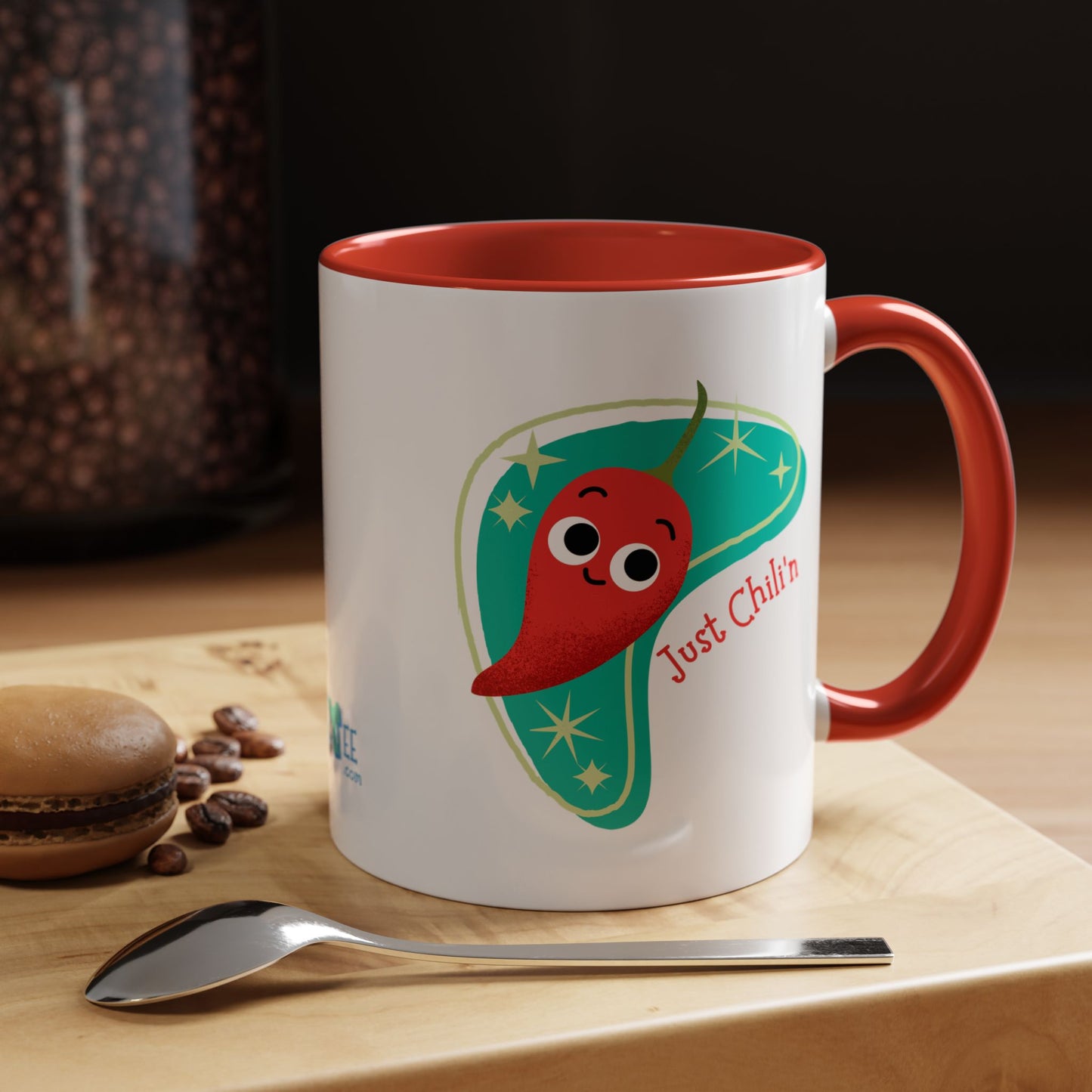 Cheerful Coffee Mug with Funny Chili Pepper Design, Cute Gift for Chili Lovers, Just Chillin Mug, Playful Kitchen Decor, Fun Coffee Cup