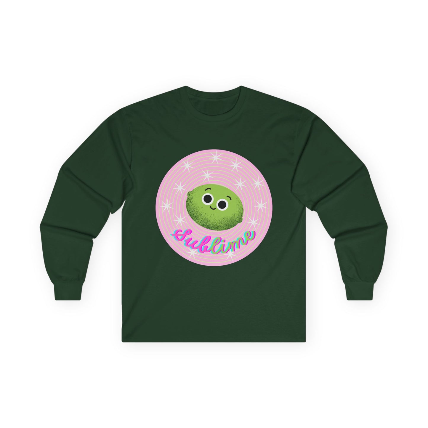 Sublime Lime Cute Graphic Long Sleeve Tee, Unisex Tee, Gift for All Ages, Casual Wear, Fruit Pun Apparel, Graphic Tee