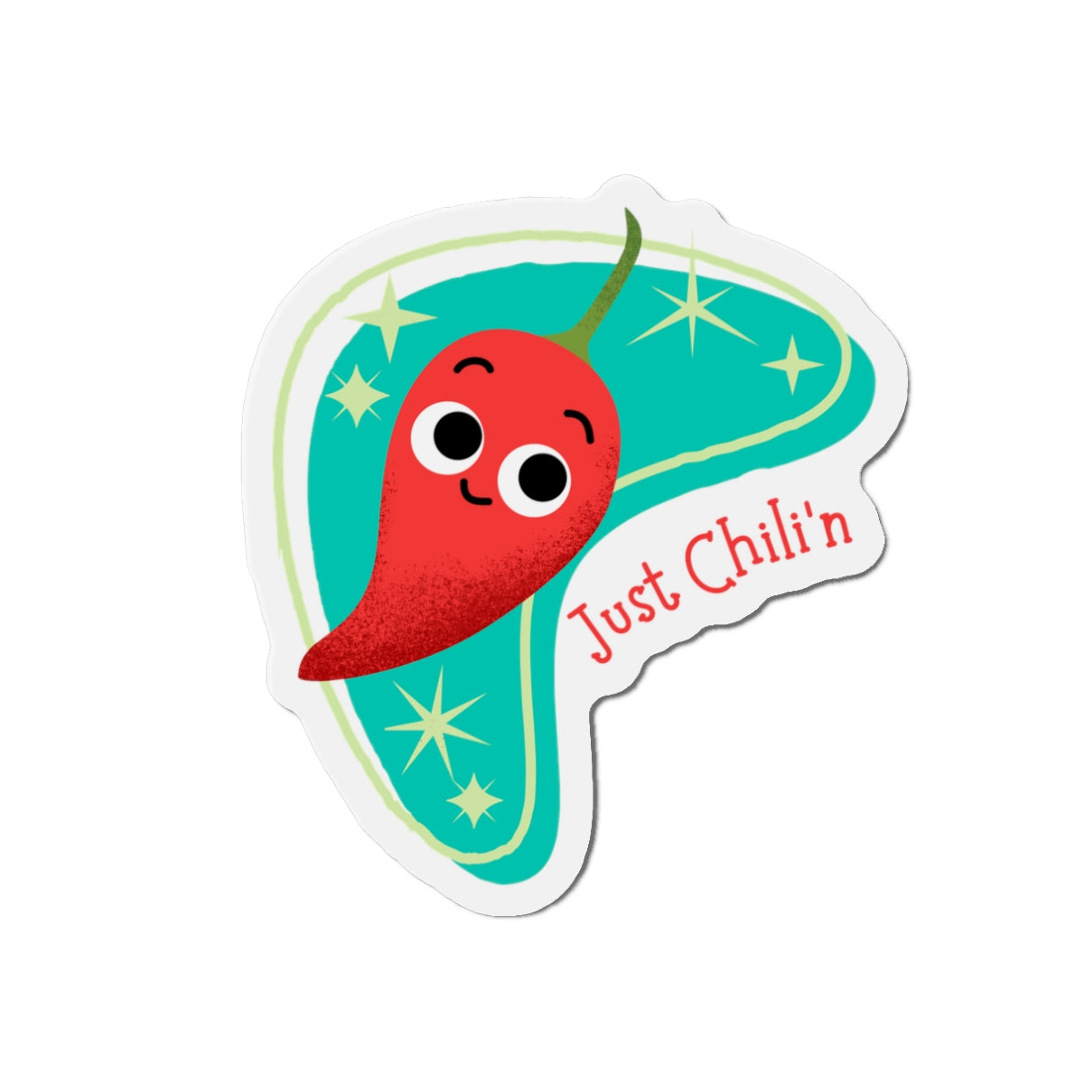 Cute Chili Die-Cut Magnet, Fun Kitchen Decor, Gift for Food Lovers, Refrigerator Magnet, Quirky Home Accessory