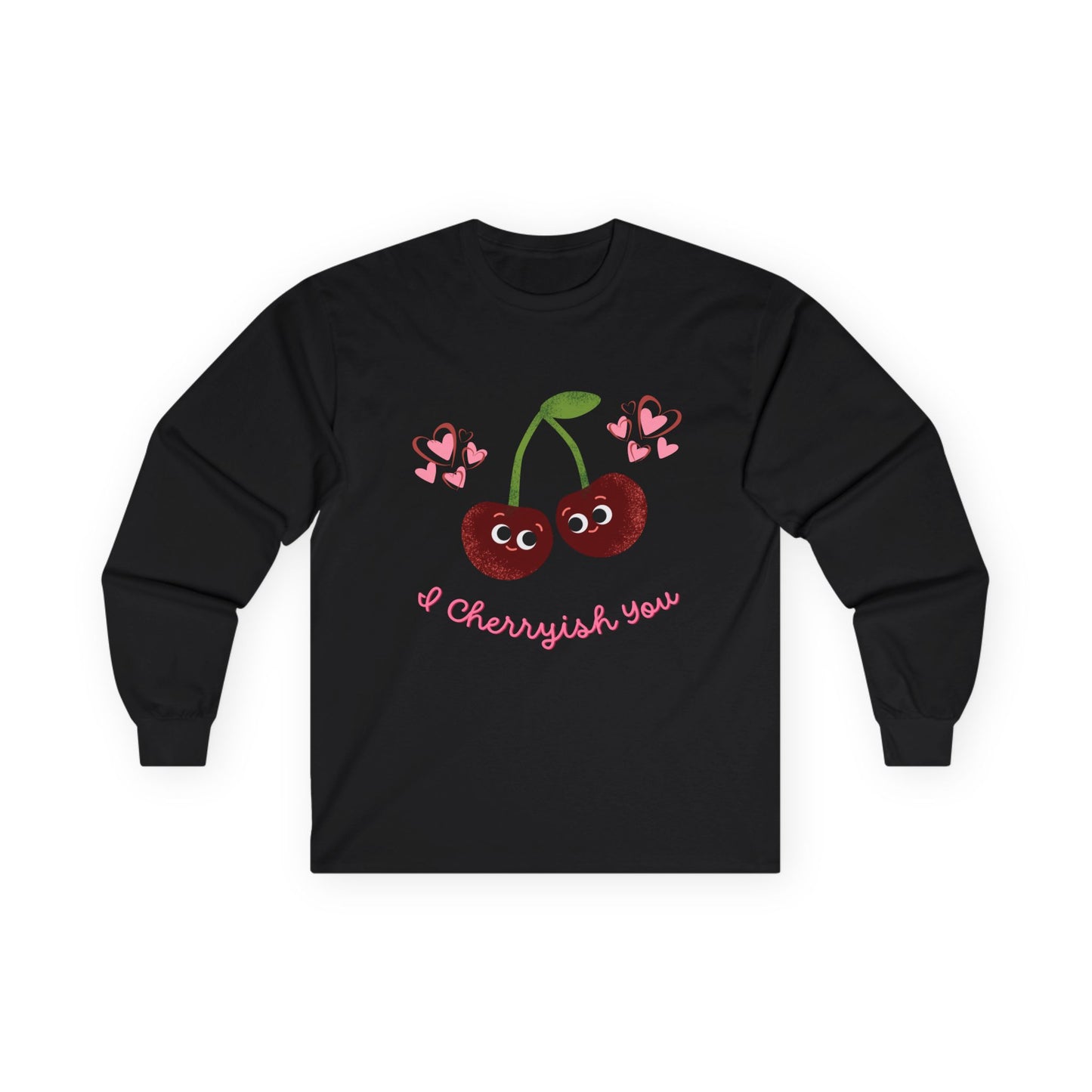Cherry Love Long Sleeve Tees, Cute Valentine's Gift, Unisex Fun Shirt, Couple Matching Outfit, Seasonal Fashion Apparel