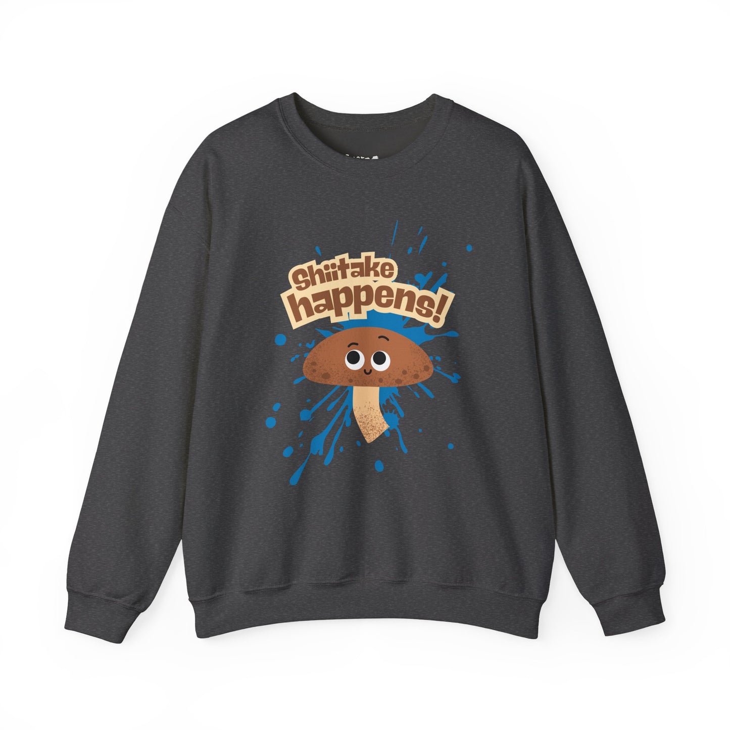 Shiitake Happens Crewneck Sweatshirt, Whimsical Fall Fashion, Unisex Styling, Great Gift Idea