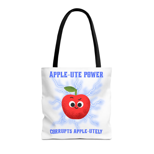 Apple-Powered Funny Tote Bag, Cute Grocery Bag, Gift for Teachers, Eco-Friendly Shopping Bag, Reusable Fun Bag