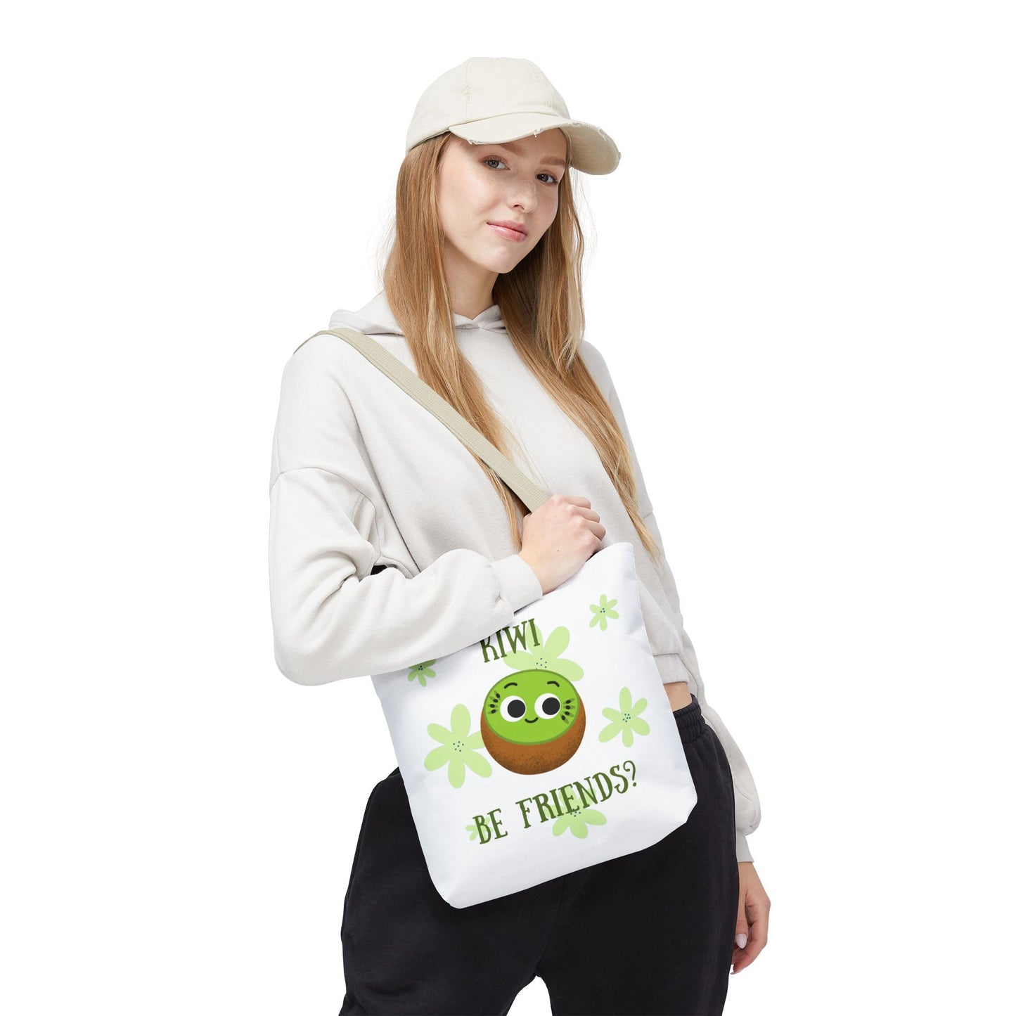 Cute Kiwi Friendship Tote Bag, Eco-Friendly Shopping Bag, Gift for Friends, Cute Grocery Bag, Colorful Beach Bag