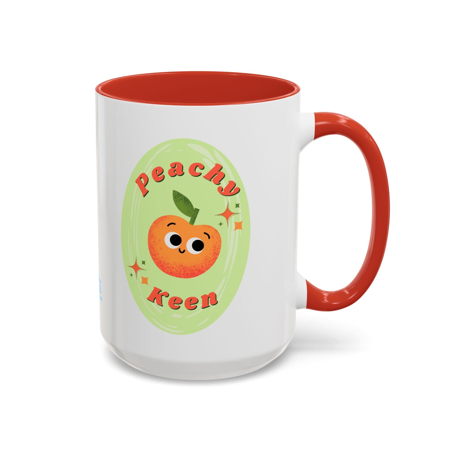 Peachy Keen Accent Coffee Mug - Fun Drinkware for Coffee Lovers, Gifts for Friends, Cute Kitchen Decor, Fruit-themed Mug, Unique Ceramics