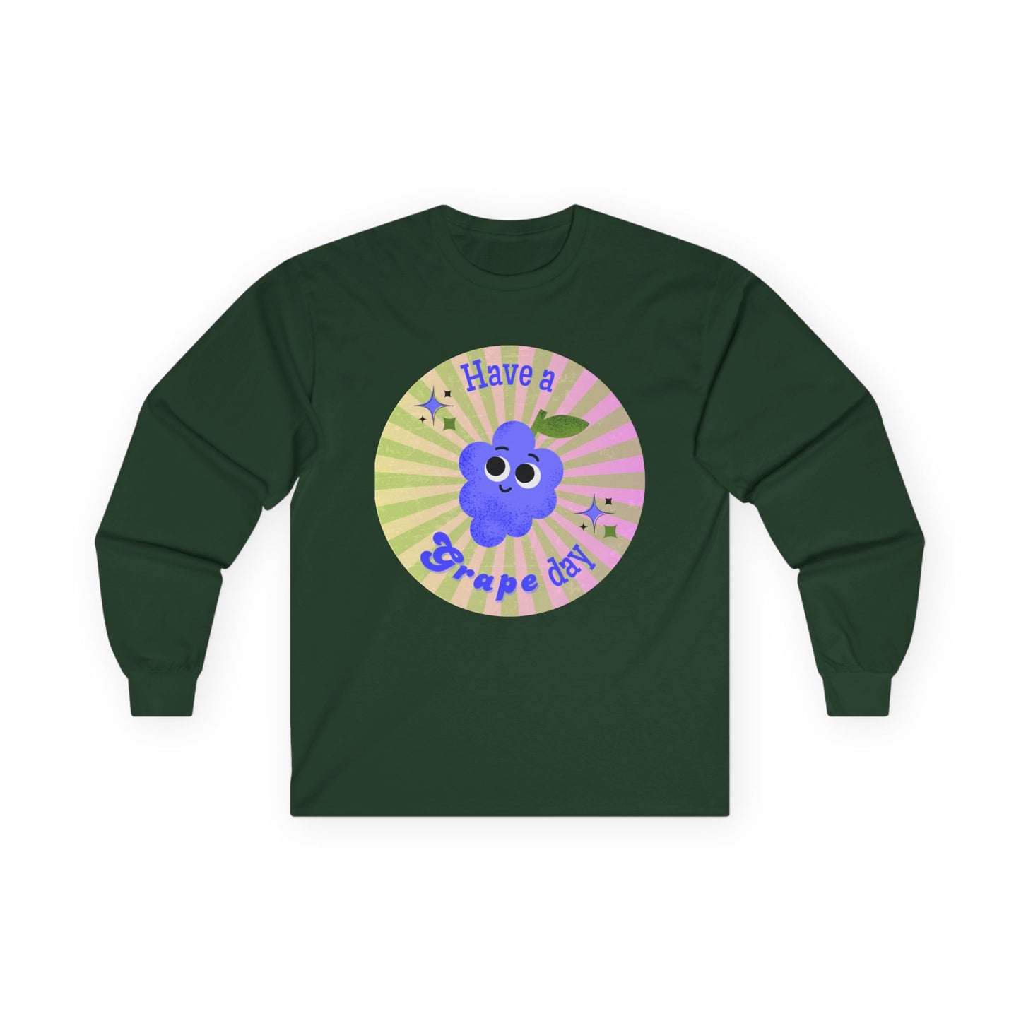 Grape-Themed Long Sleeve Tees for Fun Celebrations, Unisex Cotton Tee, Gift for Fruit Lovers, Perfect for Parties, Casual Wear