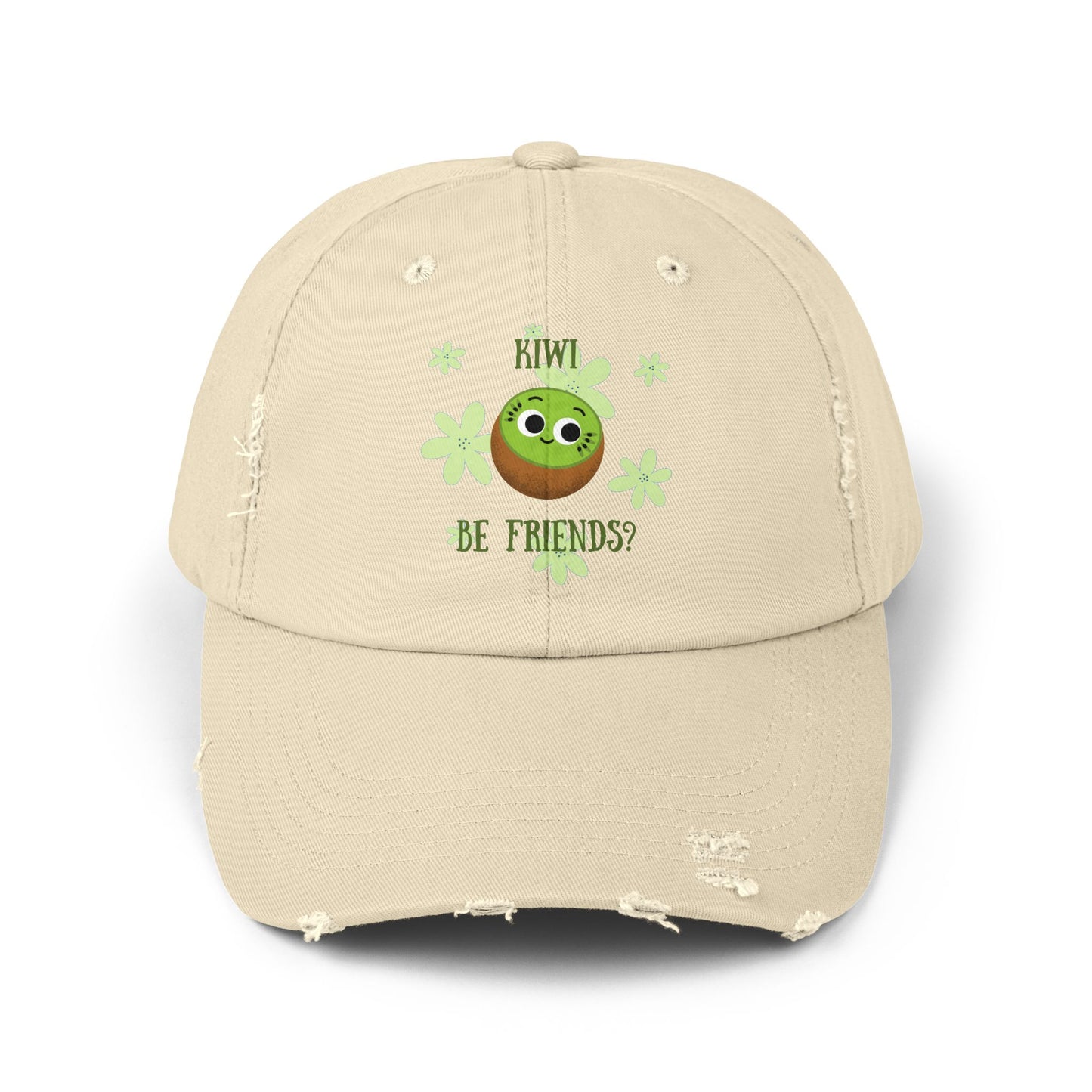 Kiwi Fruit Pun Distressed Cap, Unisex Hat, Fun Casual Cap, Trendy Hats, Holiday Gift for Friends