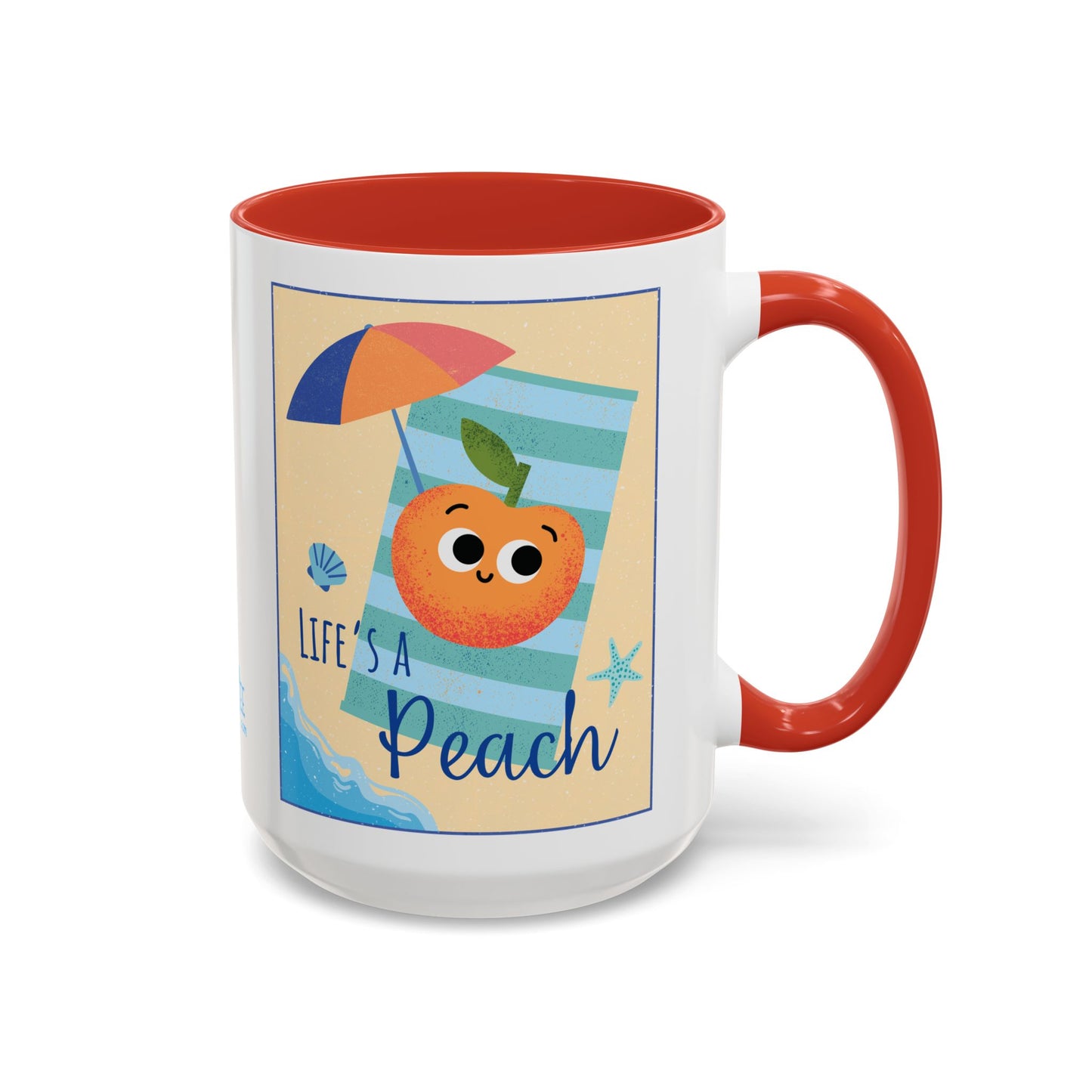 Whimsical Life's a Peach Coffee Mug - 11 oz & 15 oz, Funny Fruit Pun Mugs, Great Gift Idea For All Fun Lovers