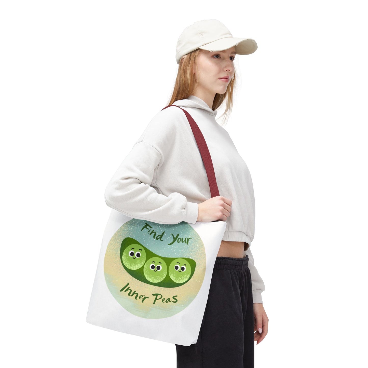 Whimsical Tote Bags - Find Your Inner Peas, Eco-Friendly Shopping Bag, Cute Gift for Gardeners, Motivational Tote, Fun Everyday Bag