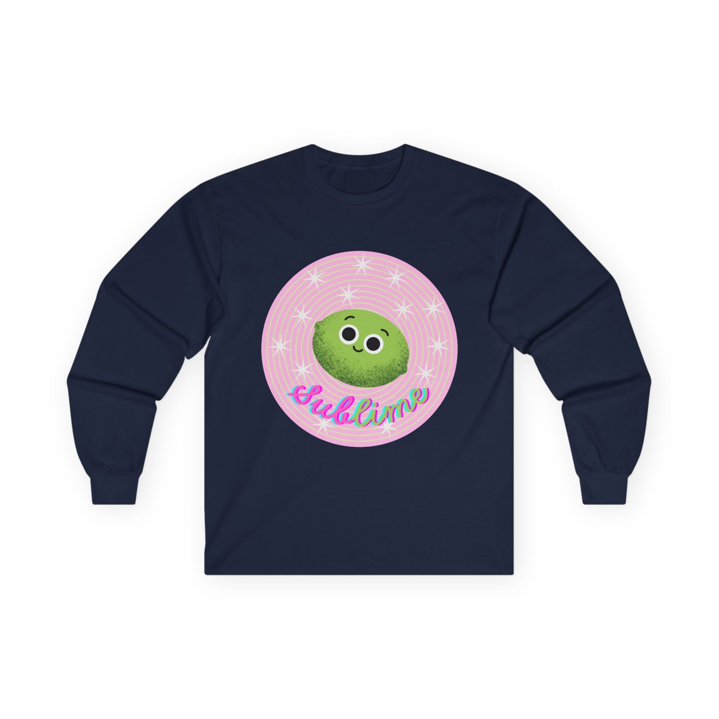 Sublime Lime Cute Graphic Long Sleeve Tee, Unisex Tee, Gift for All Ages, Casual Wear, Fruit Pun Apparel, Graphic Tee