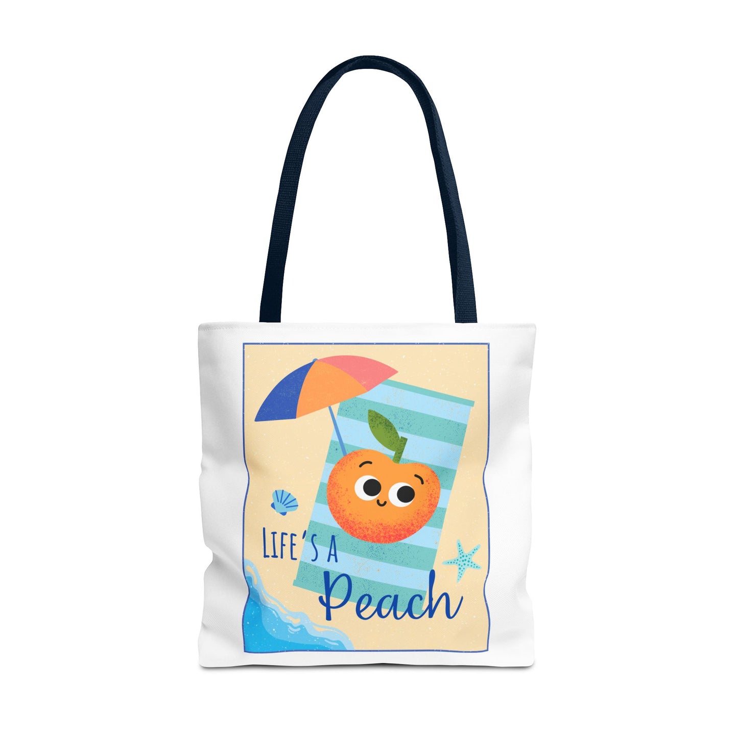 Colorful Summer Tote Bag - 'Life's a Peach' Design, Beach Bag, Grocery Tote, Gift for Friends, Cute Eco-Friendly Bag