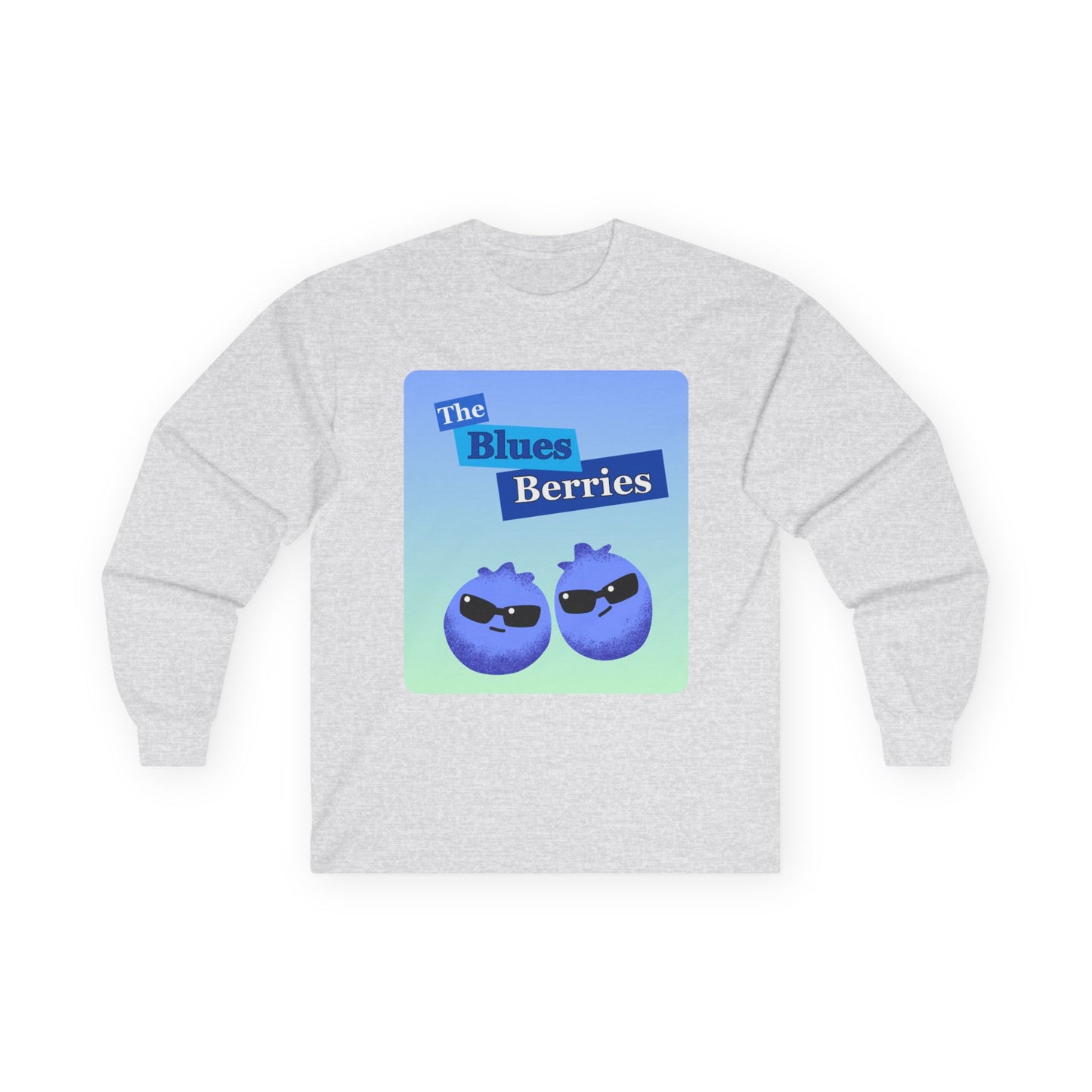 Cool Blueberry Graphic Long Sleeve Tees, Blues Brothers Pun Tee, Casual Wear, Gift for Fruit Lovers, Summer Style