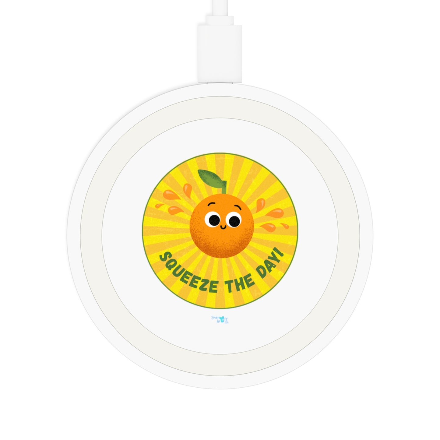 Cheerful Wireless Charging Pad - Squeeze the Day, Cute Desk Accessory, Great for Home or Office, Gift Idea for Friends, Bundle With Air Pod Case