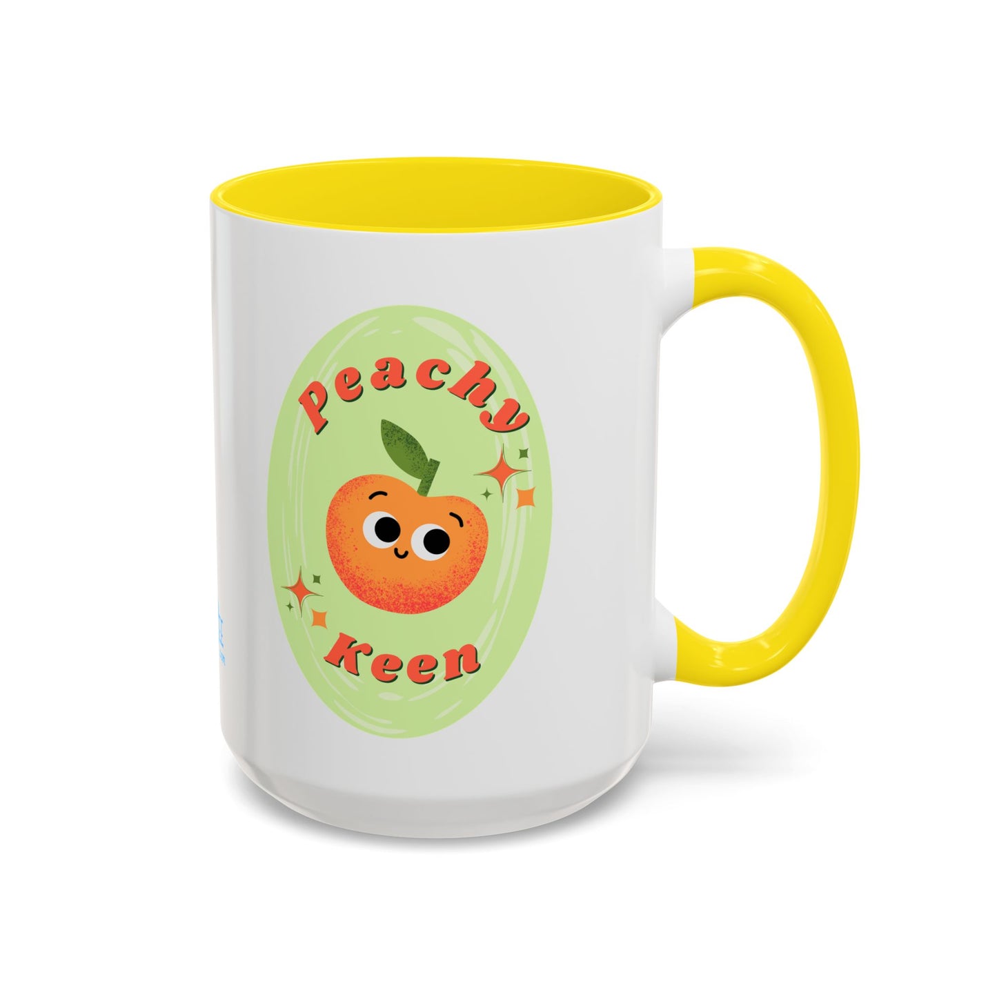 Peachy Keen Accent Coffee Mug - Fun Drinkware for Coffee Lovers, Gifts for Friends, Cute Kitchen Decor, Fruit-themed Mug, Unique Ceramics