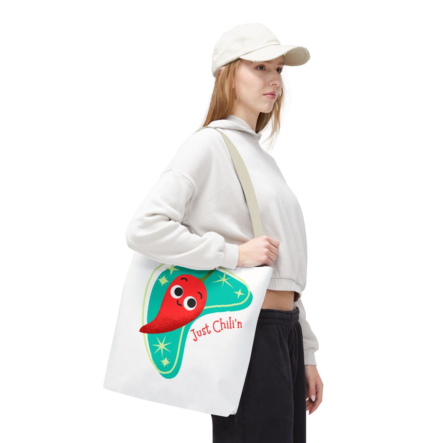 Cute Chili Pepper Tote Bag - Just Chillin', Reusable Grocery Bag, Beach Tote, Gift for Veggie Lovers, Summer Vibes