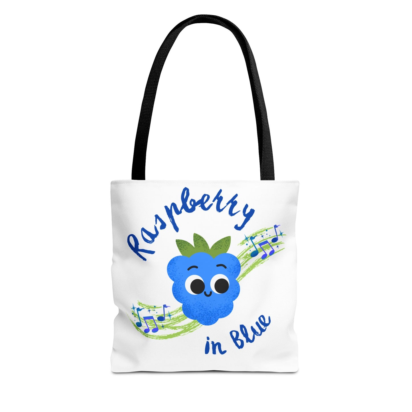 Raspberry in Blue Tote Bag, Cute Canvas Shopper, Eco-Friendly Gift, Fun Beach Bag, Musical Gift, Summer Accessory