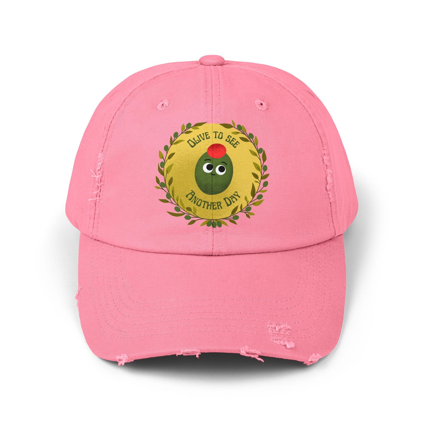 Olive to See Another Day Distressed Cap, Unisex Funny Pun Hats, Vintage Hat, Gift for Friends, Casual Wear