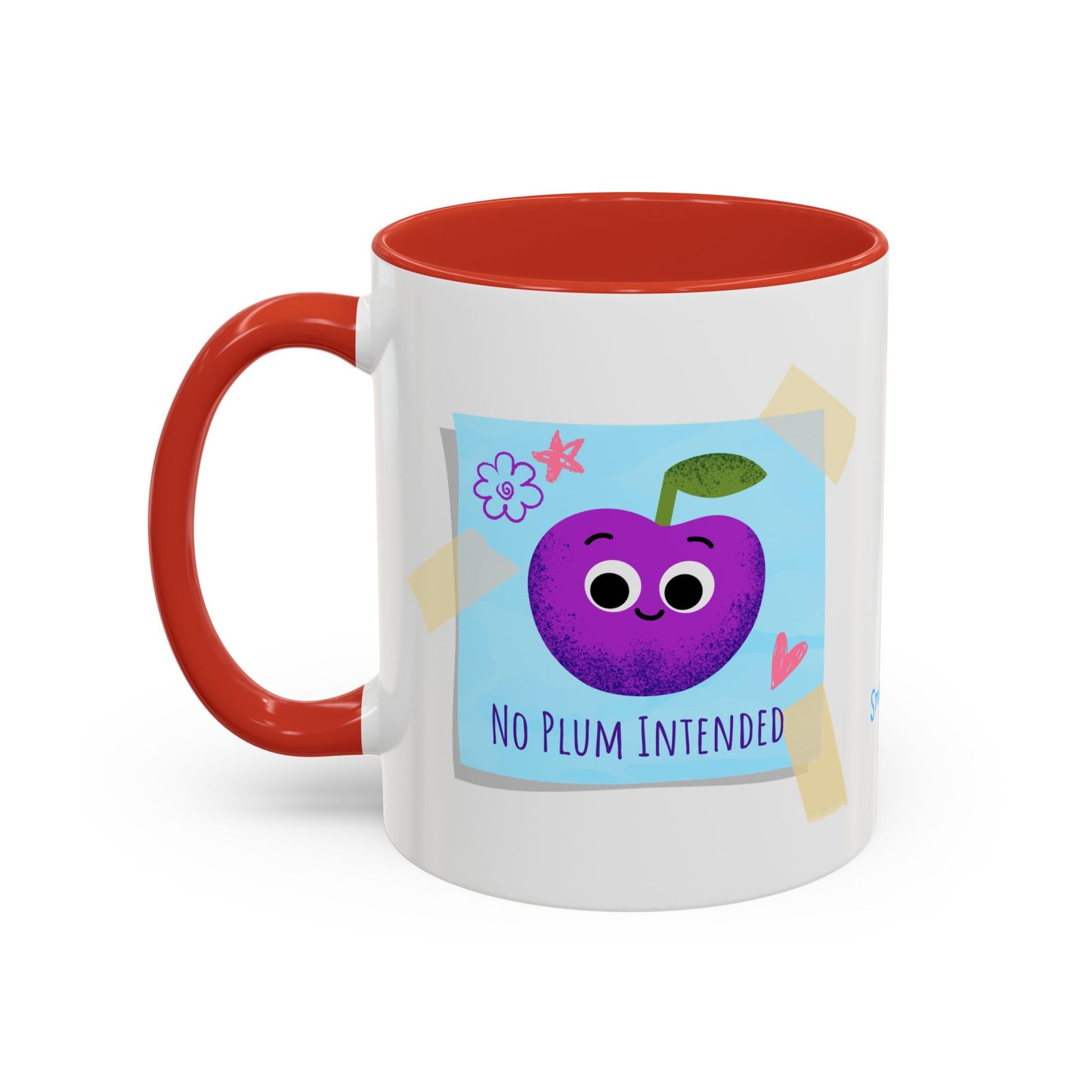 Playful Plum Coffee Mug, Cute Gift for Teachers, Friends, Humor Mug, Fun Kitchen Decor, Unique Cup for Any Occasion