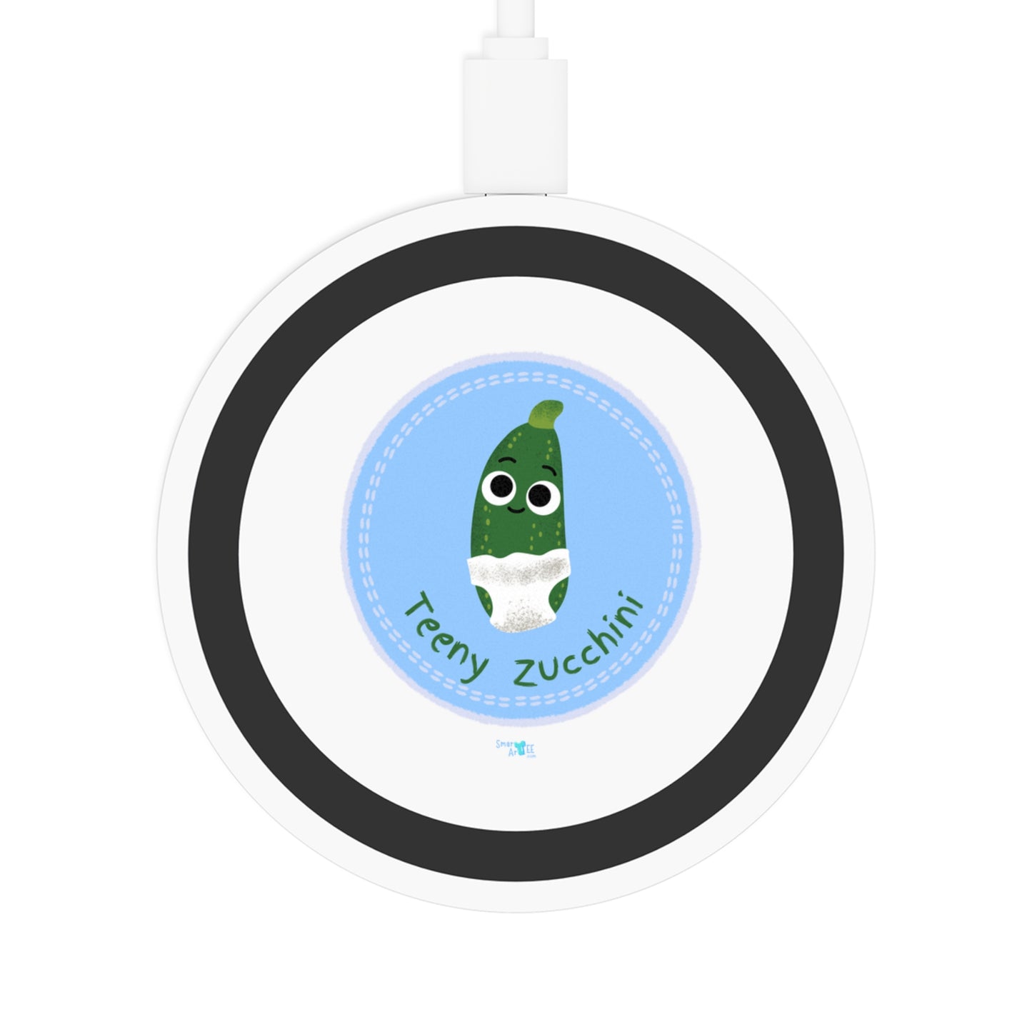 Cute Teeny Zucchini Wireless Charging Pad, Quirky Desk Accessory, Fun Gift for Veggie Lovers, Eco-Friendly Tech, Bundle With Air Pod Case