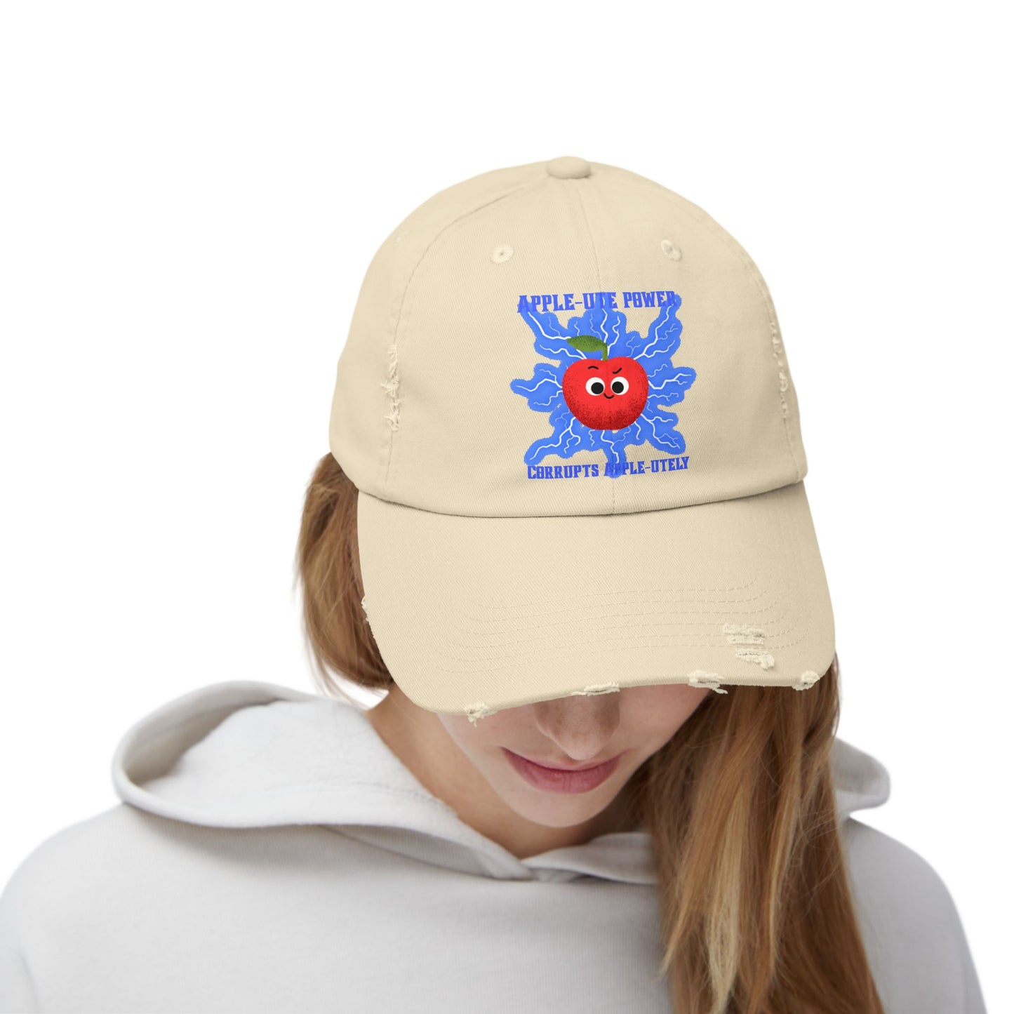 Fun Distressed Hats with Playful Apple Pun Design, Casual Summer Cap, Gift for Foodies, Cool Unisex Headwear, Trendy Dad Hat