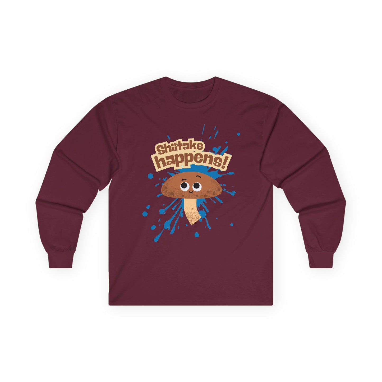 Shiitake Happens Long Sleeve Tees, Funny Stuff Happens Mushroom Shirt, Unisex Apparel, Gift for Mushroom Lovers, Casual Wear, Quirky Humor Tee