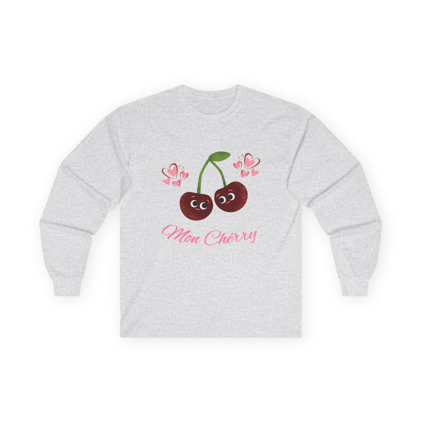 Cute Cherry Long Sleeve Tees, Playful Fruit Shirt, Valentine's Gift, Unisex Casual Wear, Fashionable Everyday Top