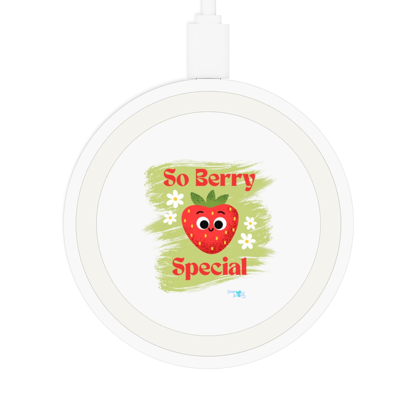 Cute Strawberry Wireless Charging Pad, Adorable Tech Gift, Berry Cute Phone Accessory, Ideal for Home or Office, Bundle With Air Pod Case