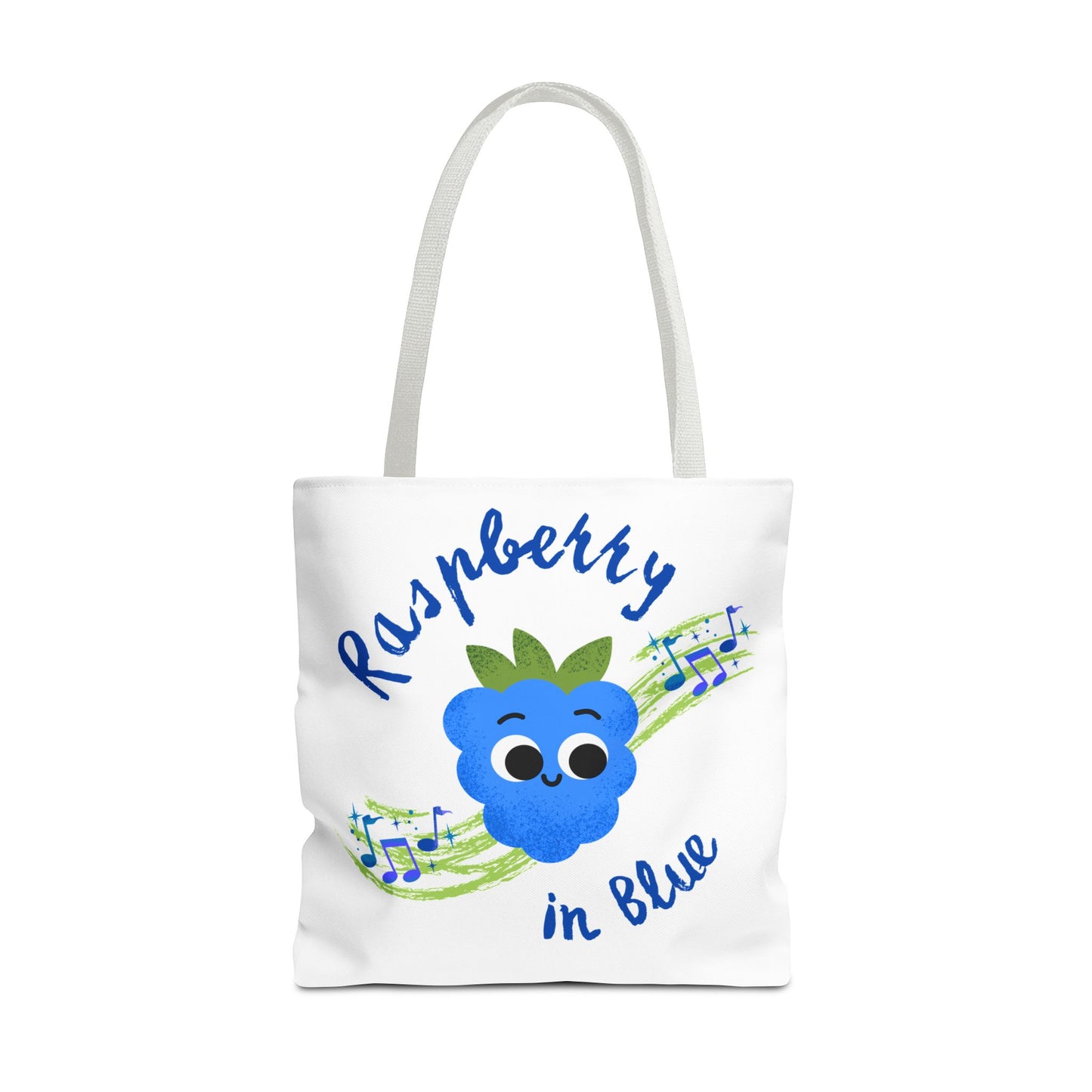 Raspberry in Blue Tote Bag, Cute Canvas Shopper, Eco-Friendly Gift, Fun Beach Bag, Musical Gift, Summer Accessory