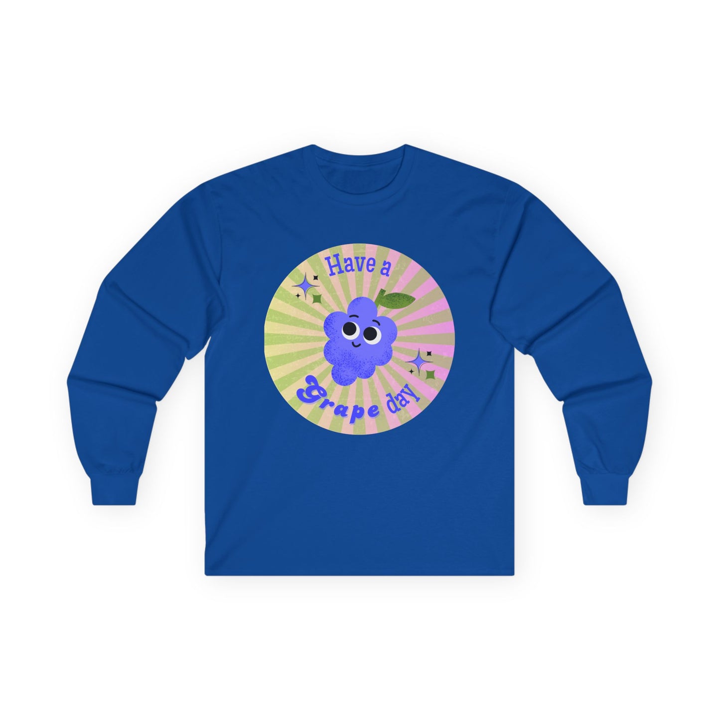 Grape-Themed Long Sleeve Tees for Fun Celebrations, Unisex Cotton Tee, Gift for Fruit Lovers, Perfect for Parties, Casual Wear