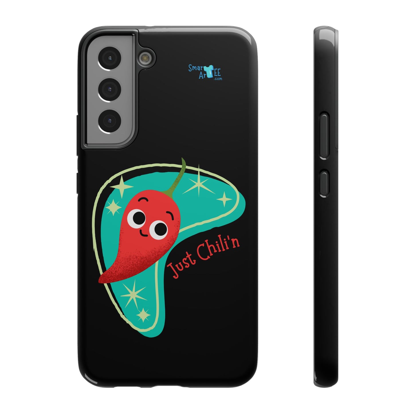 Chili Themed Phone Case, Just Chilin' Design, Fun Accessory, Unique Gift, Vibrant Protection, Perfect for Foodies, Holiday Cheer