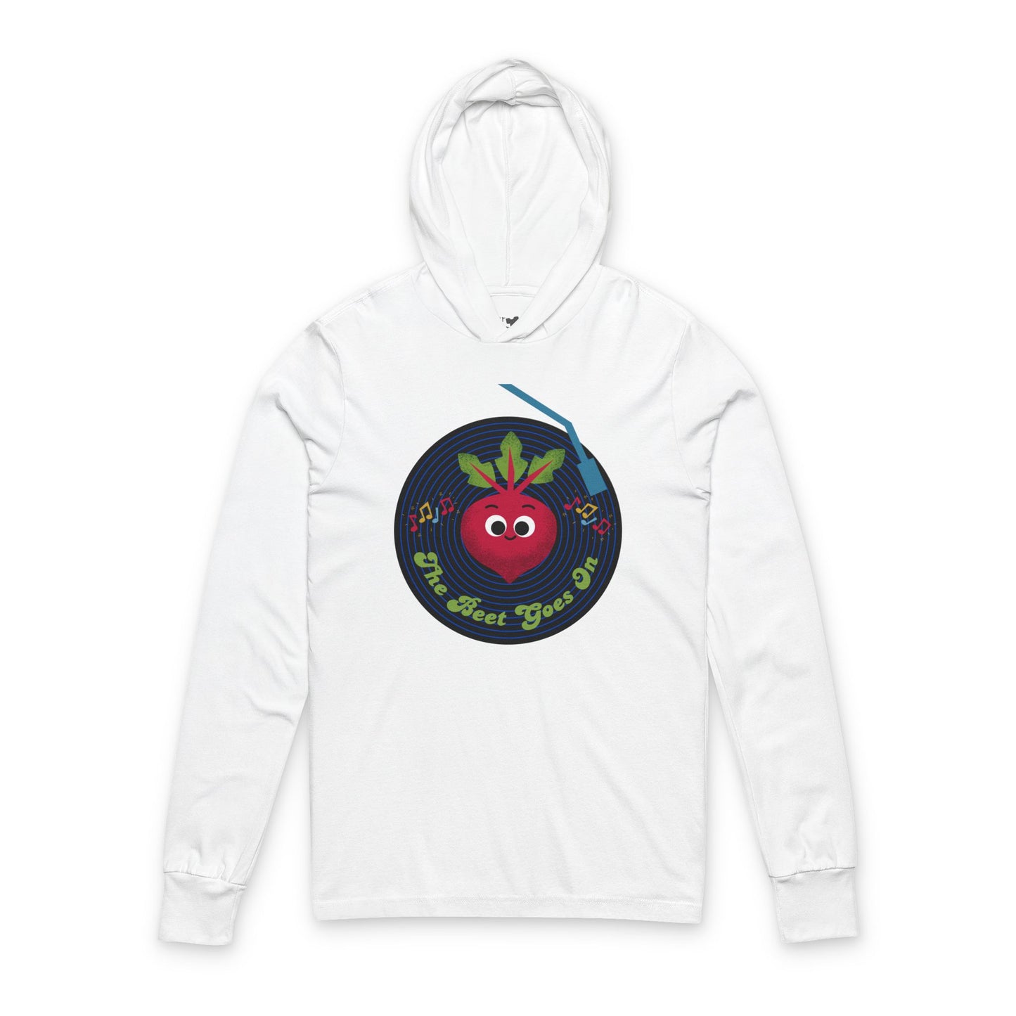 The Beet Goes On Hooded Long Sleeve Shirt | Fun Music Lover Gift, Unisex Long Sleeve Pullover, Unique Christmas Gift