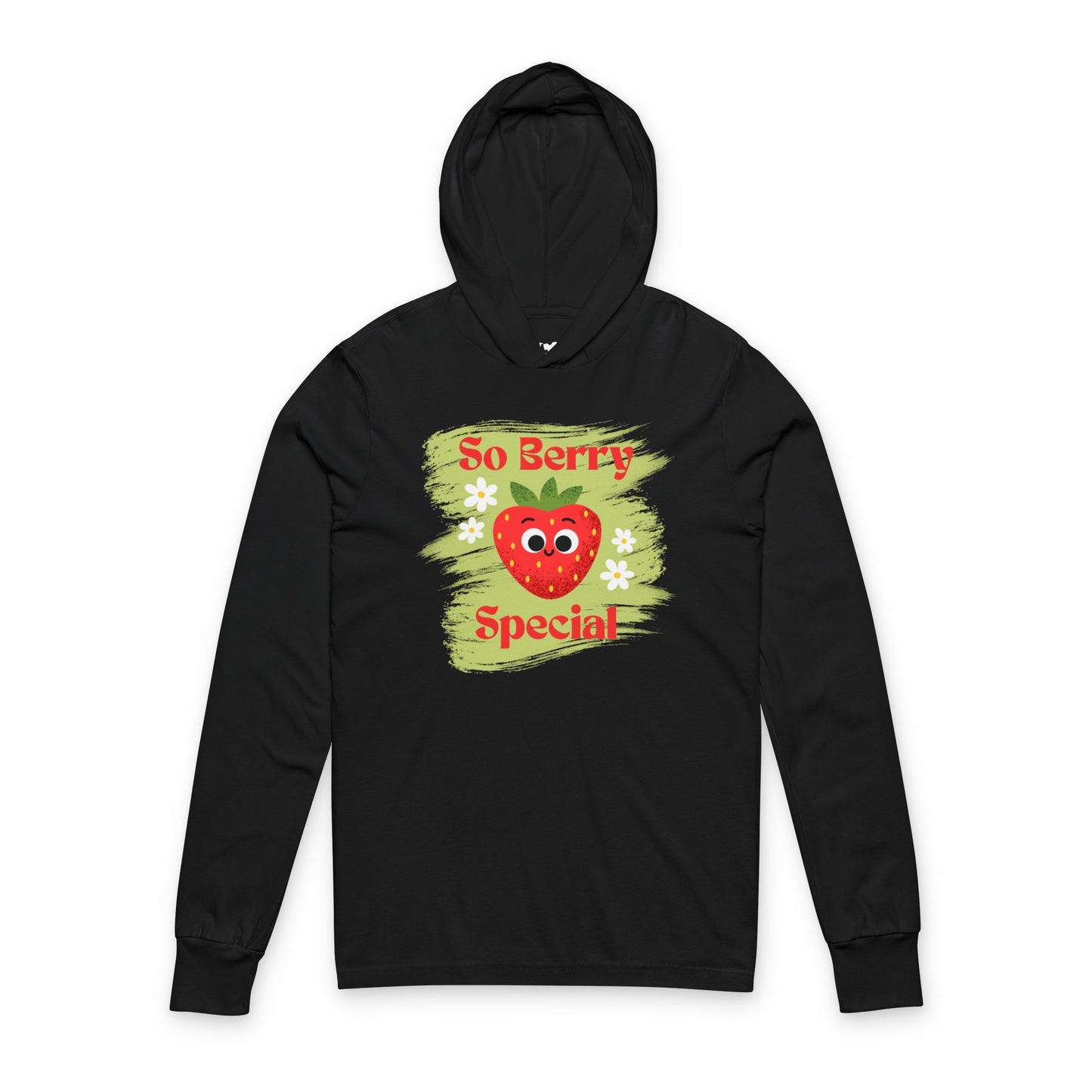 So Berry Special Unisex Hooded Long Sleeve Shirt - Cute Fruit Design, Spring Fashion, Gift for All Ages, Fun Casual Wear, Strawberry Lovers