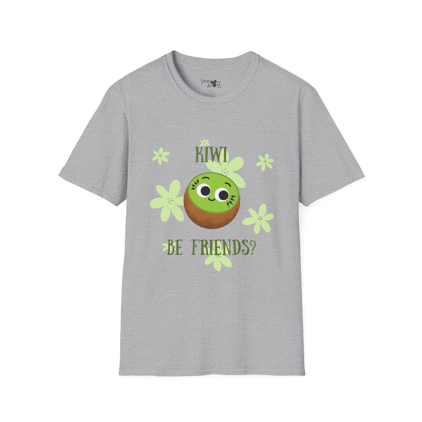 Cute Kiwi Graphic T-Shirt - "Kiwi Be Friends?" Unisex Soft Style Tee, Funny Pun T-Shirt