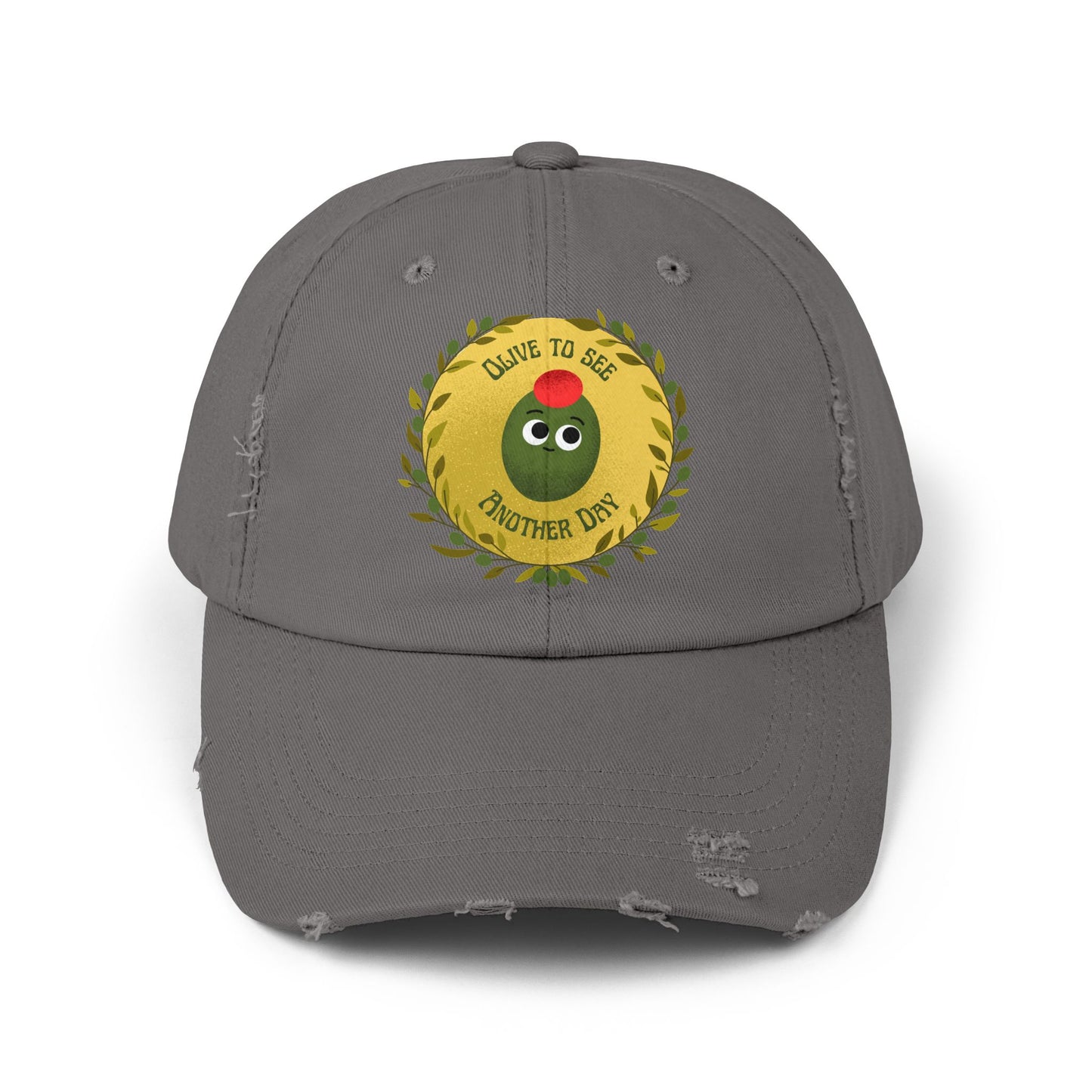 Olive to See Another Day Distressed Cap, Unisex Funny Pun Hats, Vintage Hat, Gift for Friends, Casual Wear