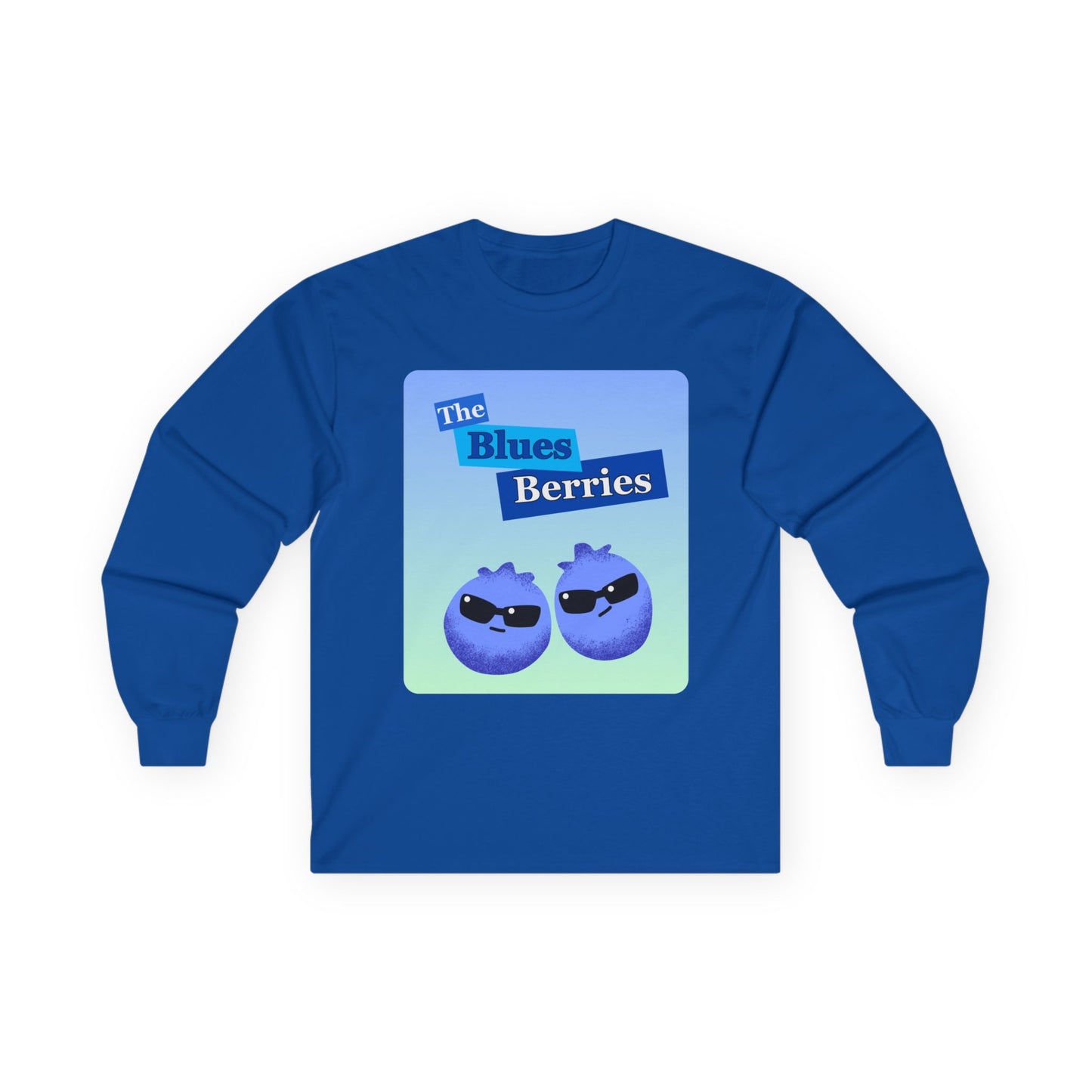 Cool Blueberry Graphic Long Sleeve Tees, Blues Brothers Pun Tee, Casual Wear, Gift for Fruit Lovers, Summer Style