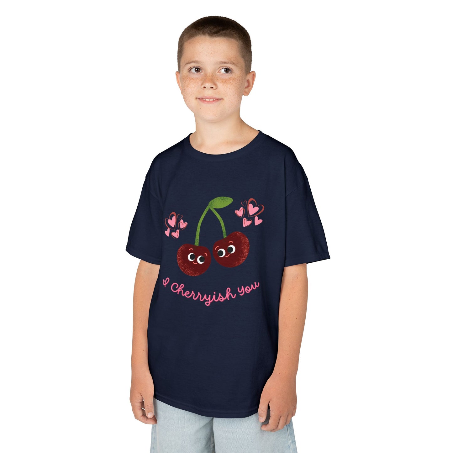 Cute Kids Cherry Shirt: I Cherish You Funny Pun Tee, Valentine's Gift, Birthday Outfit, Playful Everyday Wear, Soft Cotton Tee