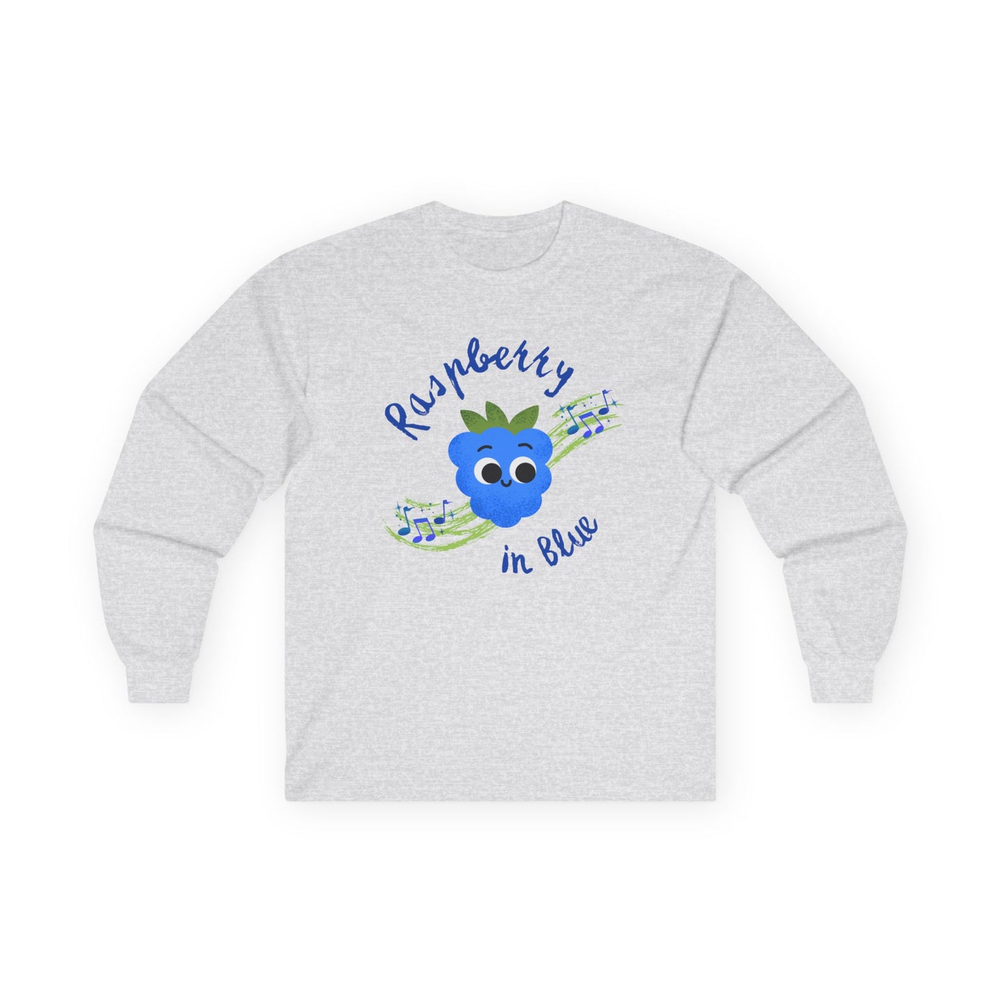 Raspberry Vibes Long Sleeve Tees | Cute Fruit Shirt, Gift for Friends, Summer Style, Raspberry in Blue Design, Eco-Friendly Fashion