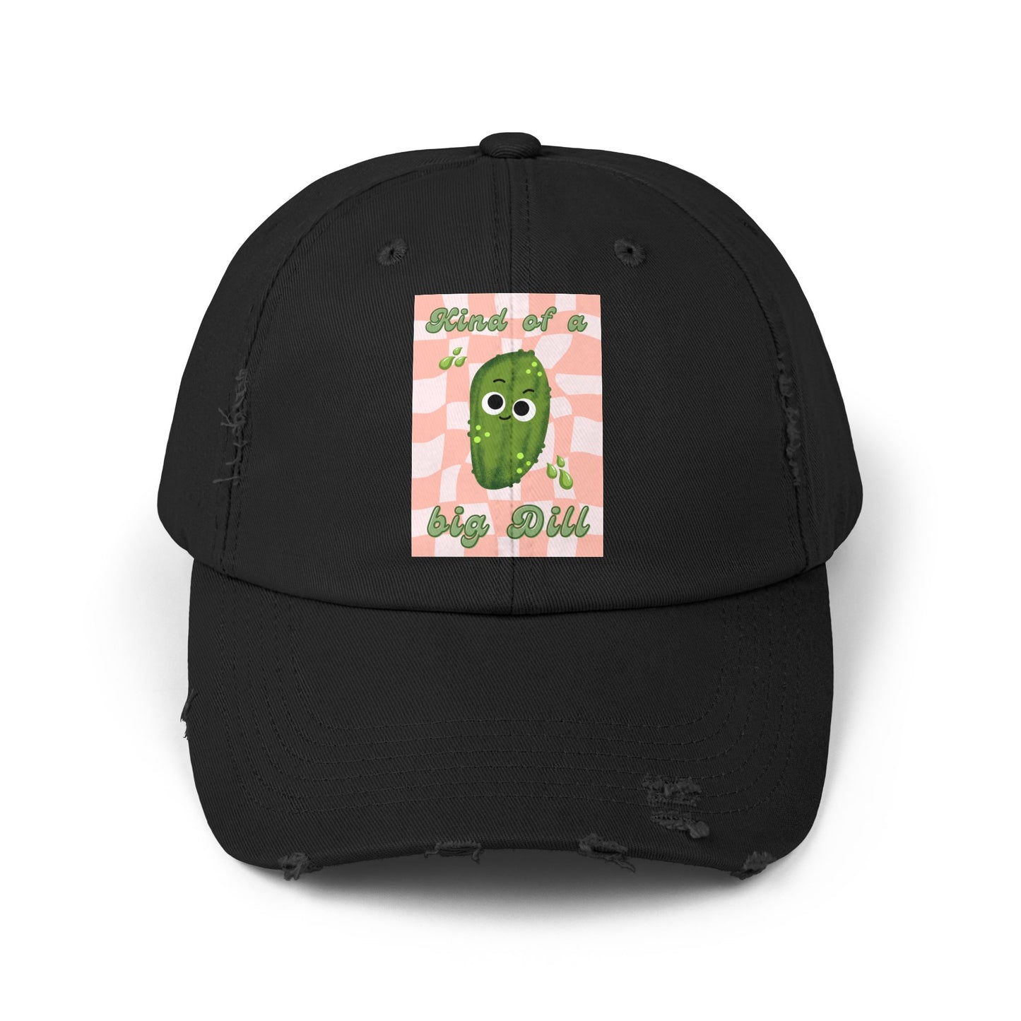 Playful Distressed Cap with Cute Pickle Design - Perfect Gift, Casual Wear, Unisex Cap, Fun Accessories, Trendy Hats