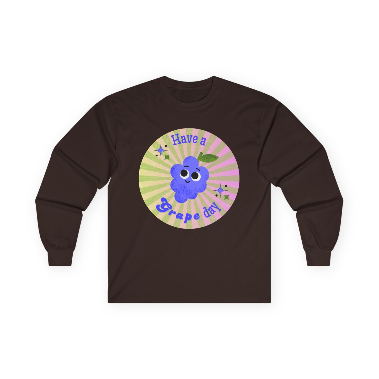 Grape-Themed Long Sleeve Tees for Fun Celebrations, Unisex Cotton Tee, Gift for Fruit Lovers, Perfect for Parties, Casual Wear