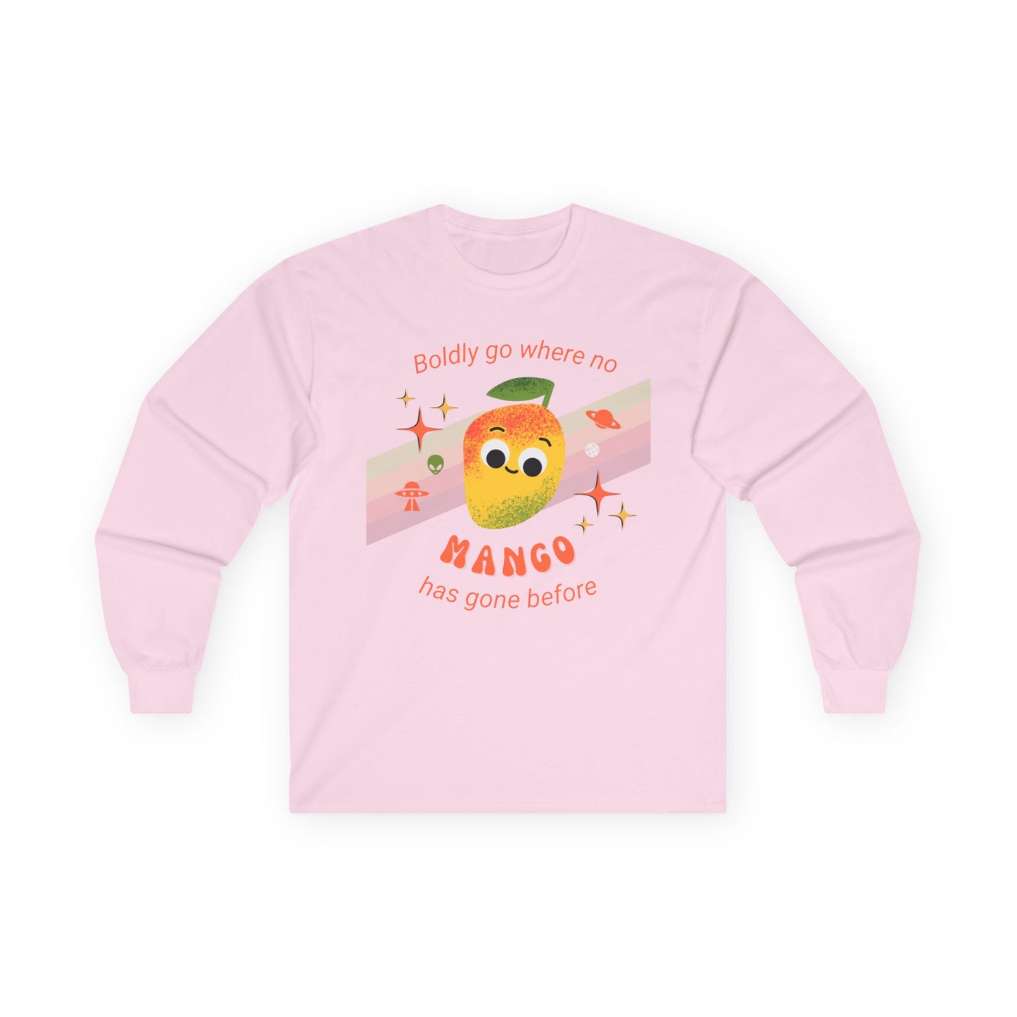 Spacey Mango Long Sleeve Tees - Perfect for Casual Days, Gifts, Summer Events, ‘Boldly Go Where No Mango Has Gone Before'