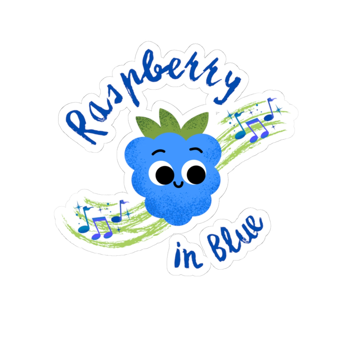 Cute Raspberry in Blue Kiss-Cut Stickers for Journals, Laptops, Water Bottles, Scrapbooking, Gifts