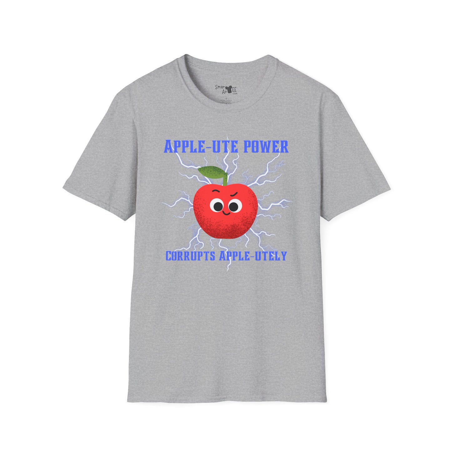 Cute Cartoon T-Shirt - 'Apple-Ute Power' Design, Fun Gift for Fruit Lovers, Casual Wear, Back to School, Gift for Teachers