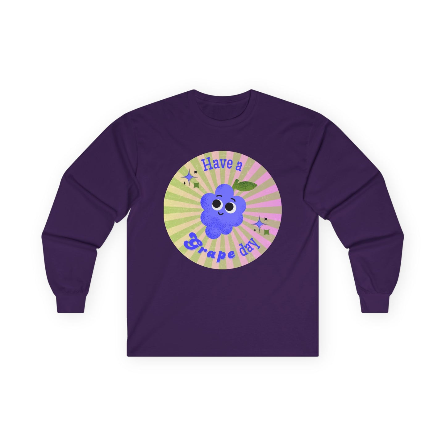 Grape-Themed Long Sleeve Tees for Fun Celebrations, Unisex Cotton Tee, Gift for Fruit Lovers, Perfect for Parties, Casual Wear