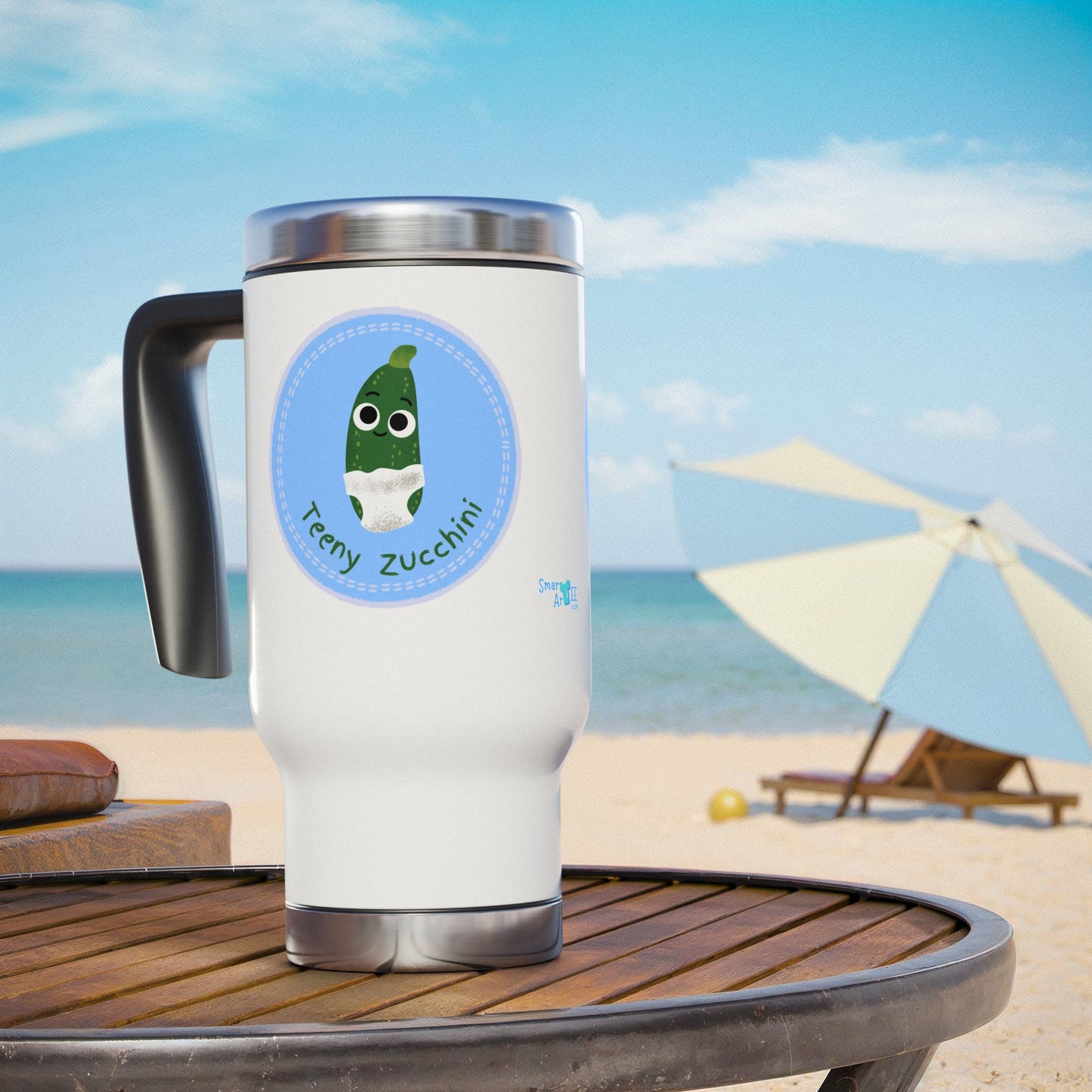 Whimsical Stainless Steel Travel Mug, Cute Zucchini Design, Perfect Gift for Veggie Lovers, Fun Kitchen Accessory, Travel Cup for Holidays