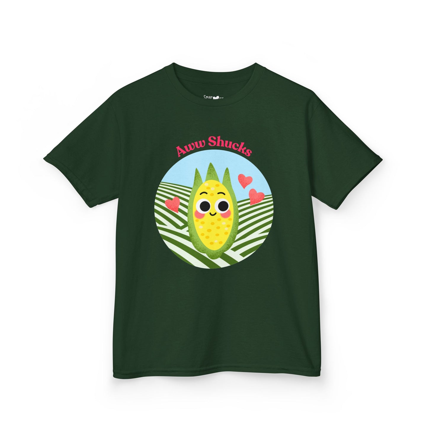 Cute Kids Tee with Aww Shucks Corn Design, Fun Summer Shirt for Children, Ideal for Birthdays, Playdates, and Family Outings, Youth Apparel