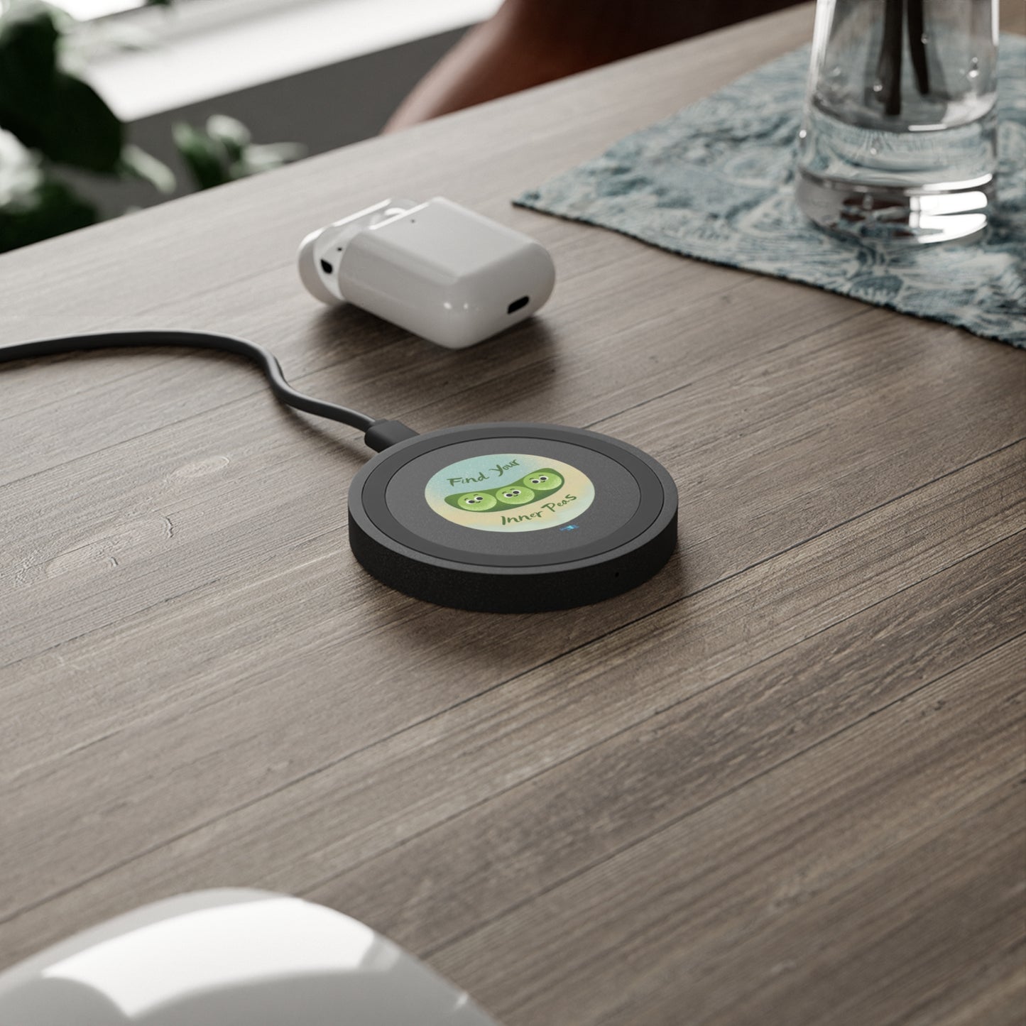 Find Your Inner Peas Wireless Charging Pad, Cute Tech Accessory for Home Office, Gifts for Friends, Bundle With Air Pod Case