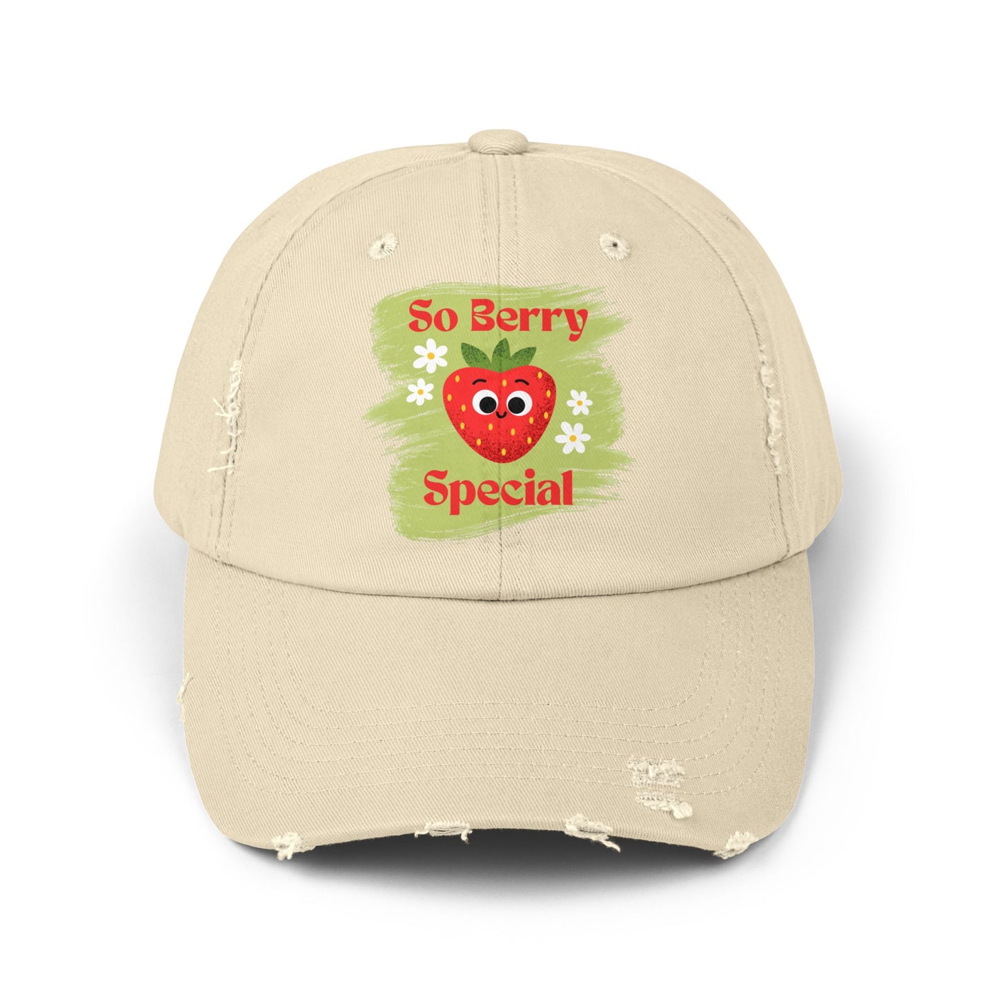 So Berry Special Distressed Cap, Fun Summer Hats, Casual Fashion Accessory, Gift for Friends, Cute Strawberry Cap