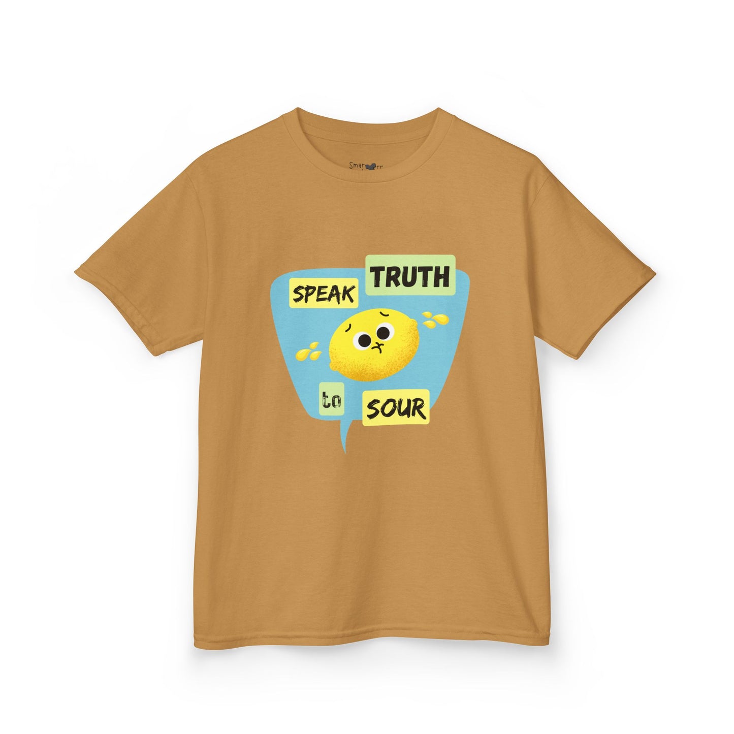 Kids Motivational Shirt, 'Speak Truth To Sour' Funny Pun Cotton Tee, Perfect for School, Gifts, Summer Wear, Positive Vibes